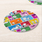 PEANUTS | Klassisches Comic Muster Runder Pappuntersetzer (Angewinkelt)