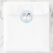 Peanuts | Linus & Lucy Schneemänner Runder Aufkleber (Tasche)