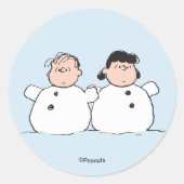 Peanuts | Linus & Lucy Snowmen Runder Aufkleber (Vorderseite)