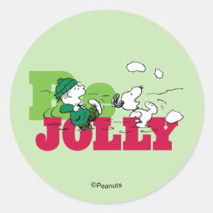 Peanuts   Linus & Snoopy Be Jolly Runder Aufkleber