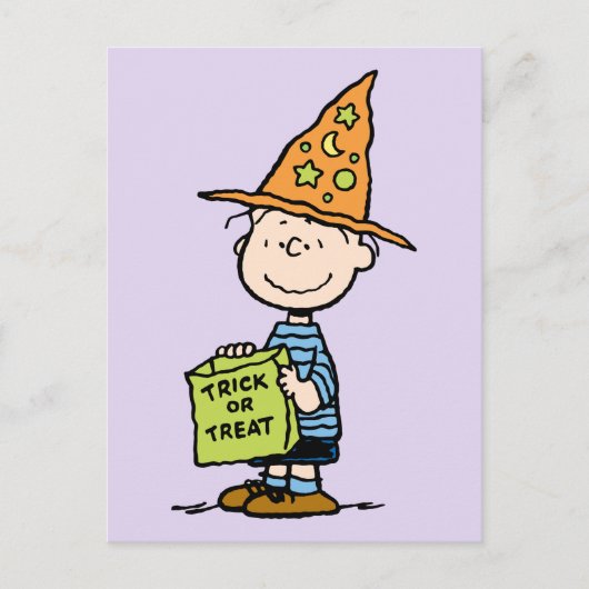 Peanuts Linus Zauberer Süßigkeiten oder Saures Postkarte (Vorderseite)