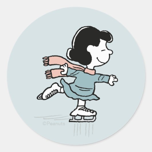 Peanuts | Lucy auf Eis Runder Aufkleber (Vorderseite)
