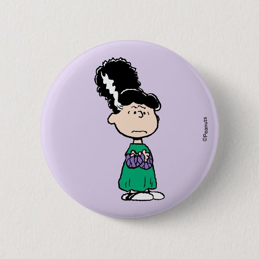 Peanuts Lucy Braut des Frankenstein Halloween Button (Vorderseite)