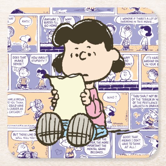 Peanuts | Lucy Comic Pattern Rechteckiger Pappuntersetzer (Vorderseite)