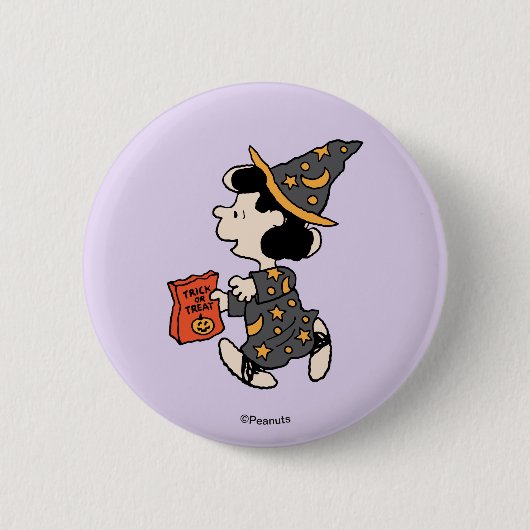 Peanuts Lucy Hexen Kostüm Halloween Button (Vorderseite)