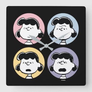 Peanuts   Lucys Gesichter Quadratische Wanduhr