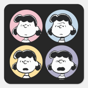 Peanuts Lucys Gesichter Quadratischer Aufkleber