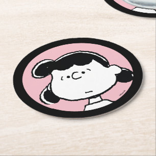 Peanuts   Lucys Gesichter Runder Pappuntersetzer