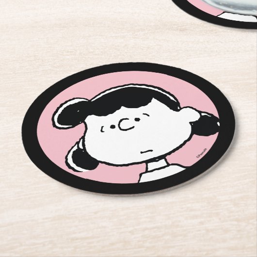Peanuts | Lucys Gesichter Runder Pappuntersetzer (Angewinkelt)