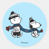 Peanuts | Merry Christmas Snoopy & Charlie Brown Runder Aufkleber (Vorderseite)
