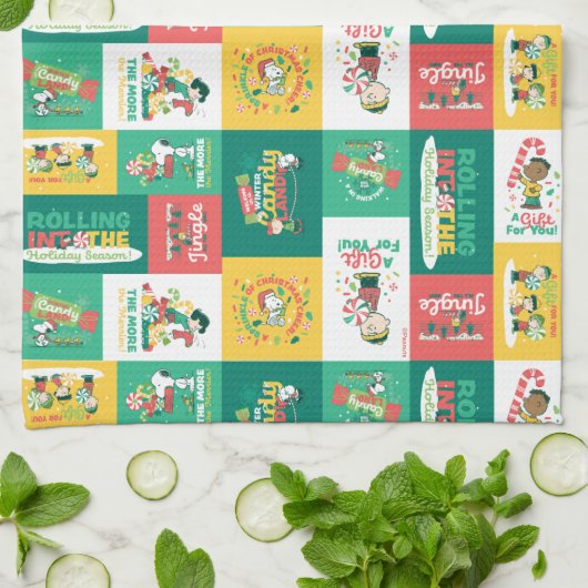 Peanuts Peppermint Dreams | Urlaubsmuster Geschirrtuch (Gefaltet)