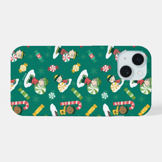 Peanuts Peppermint Dreams Urlaubsmuster iPhone 15 Hülle (Rückseite (Horizontal))