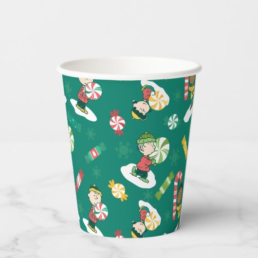 Peanuts Peppermint Dreams Urlaubsmuster Pappbecher (Rückseite)