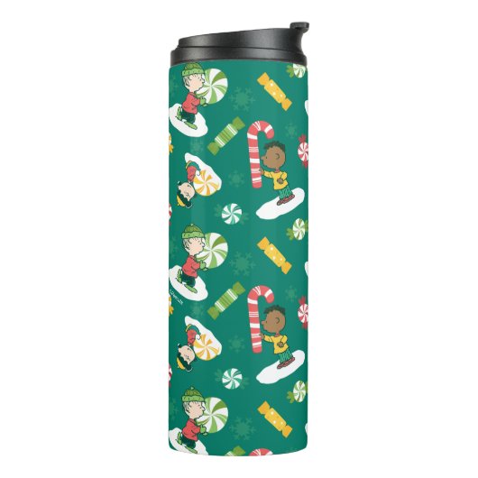 Peanuts Peppermint Dreams Urlaubsmuster Thermosbecher (Nach links gedreht)
