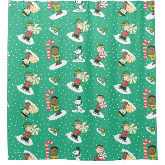 Peanuts Peppermint Träume Schneeflocken Muster Duschvorhang (Vorderseite)