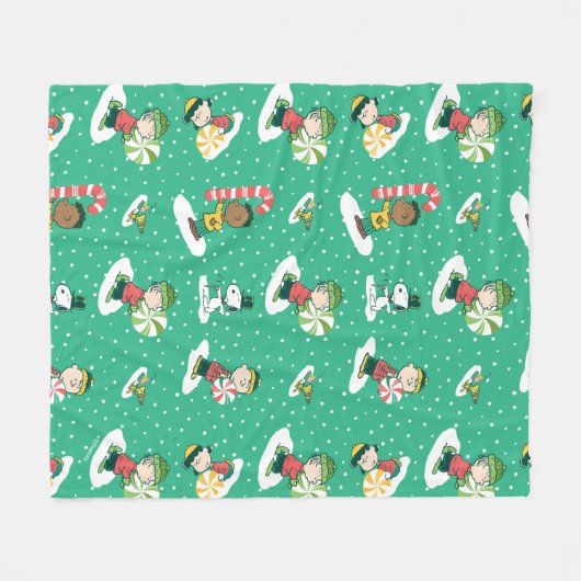 Peanuts Peppermint Träume Schneeflocken Muster Fleecedecke (Vorderseite (Horizontal))