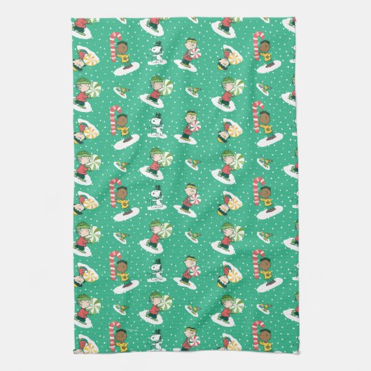 Peanuts Peppermint Träume Schneeflocken Muster Geschirrtuch (Vertikal)