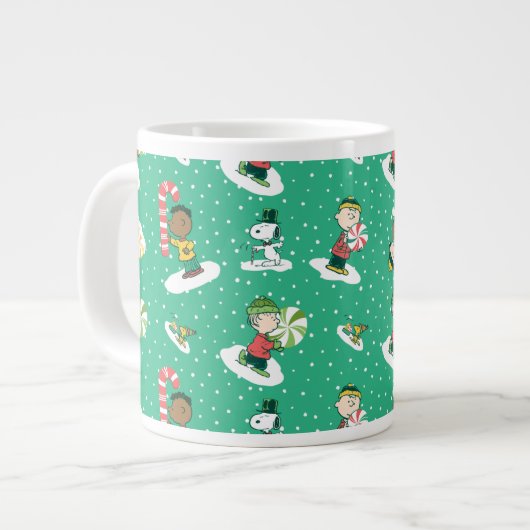 Peanuts Peppermint Träume Schneeflocken Muster Jumbo-Tasse (Vorderseite Links)