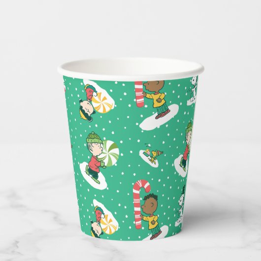 Peanuts Peppermint Träume Schneeflocken Muster Pappbecher (Rückseite)