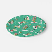 Peanuts Peppermint Träume Schneeflocken Muster Pappteller (Schrägansicht)