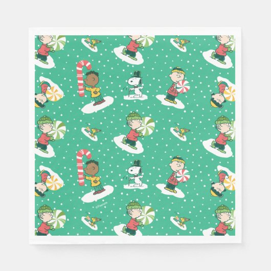 Peanuts Peppermint Träume Schneeflocken Muster Serviette (Vorderseite)
