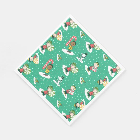 Peanuts Peppermint Träume Schneeflocken Muster Serviette (Ecke)