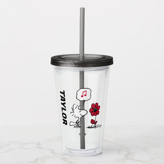 PEANUTS | Rotes und schwarzes Muster Acryltrinkbecher (Vorderseite)