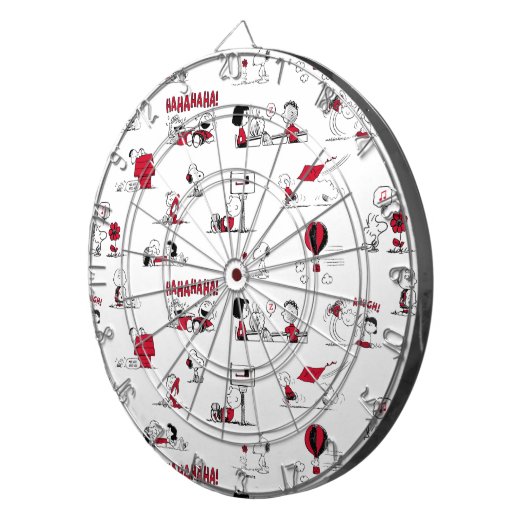 PEANUTS | Rotes und schwarzes Muster Dartscheibe (Vorderseite rechts)