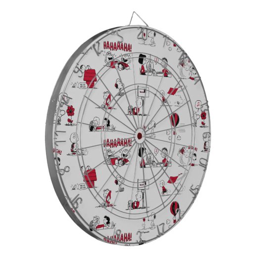 PEANUTS | Rotes und schwarzes Muster Dartscheibe (Vorderseite Links)