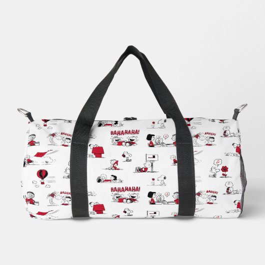 PEANUTS | Rotes und schwarzes Muster Duffle Bag (Vorderseite)