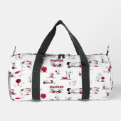 PEANUTS | Rotes und schwarzes Muster Duffle Bag (Rückseite)