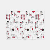 PEANUTS | Rotes und schwarzes Muster Fleecedecke (Vorderseite (Horizontal))