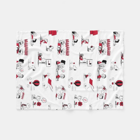 PEANUTS | Rotes und schwarzes Muster Fleecedecke (Vorderseite (Horizontal))