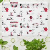 PEANUTS | Rotes und schwarzes Muster Geschirrtuch (Gefaltet)