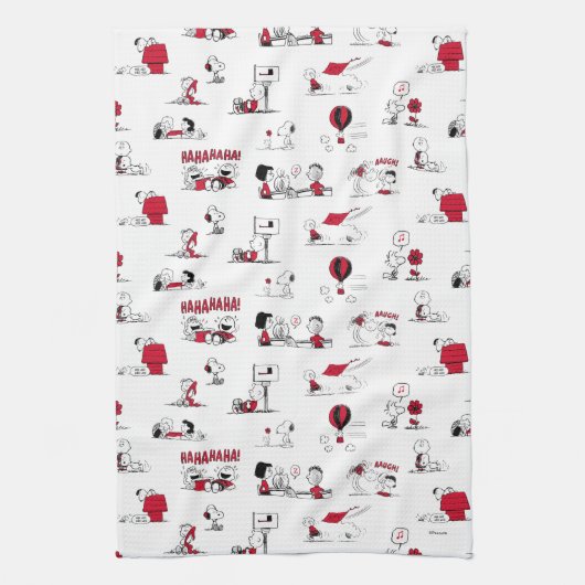 PEANUTS | Rotes und schwarzes Muster Geschirrtuch (Vertikal)