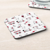 PEANUTS | Rotes und schwarzes Muster Getränkeuntersetzer (Linke Seite)