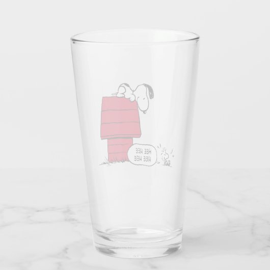 PEANUTS | Rotes und schwarzes Muster Glas (Rückseite)