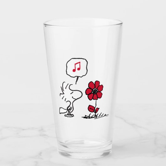 PEANUTS | Rotes und schwarzes Muster Glas (Vorderseite)