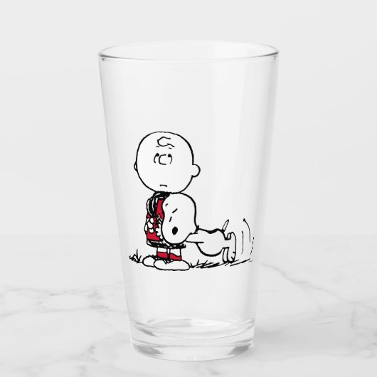 PEANUTS | Rotes und schwarzes Muster Glas (Vorderseite)