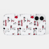 PEANUTS | Rotes und schwarzes Muster iPhone 16 Hülle (Rückseite (Horizontal))