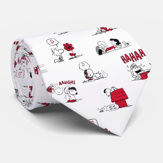 PEANUTS | Rotes und schwarzes Muster Krawatte (Gerollt)