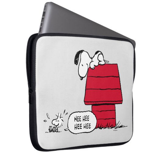 PEANUTS | Rotes und schwarzes Muster Laptopschutzhülle (Vorne Rechts)
