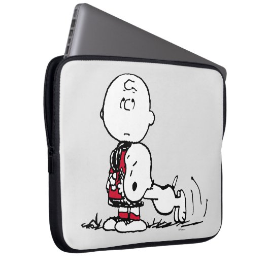 PEANUTS | Rotes und schwarzes Muster Laptopschutzhülle (Vorne Rechts)