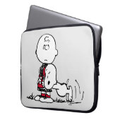 PEANUTS | Rotes und schwarzes Muster Laptopschutzhülle (Vorderseite Links)