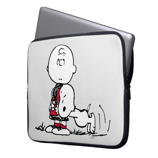 PEANUTS | Rotes und schwarzes Muster Laptopschutzhülle (Vorderseite Links)