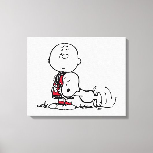 PEANUTS | Rotes und schwarzes Muster Leinwanddruck (Vorderseite)
