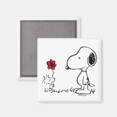 PEANUTS | Rotes und schwarzes Muster Magnet (Vorderseite/Rückseite)