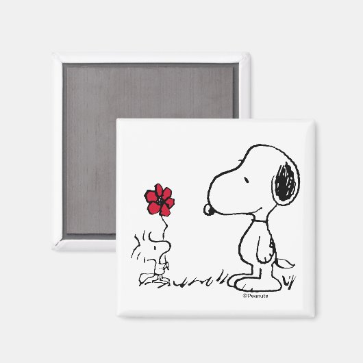 PEANUTS | Rotes und schwarzes Muster Magnet (Vorderseite/Rückseite)