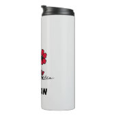 PEANUTS | Rotes und schwarzes Muster | Name hinzuf Thermosbecher (Nach rechts gedreht)