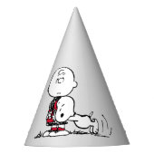 PEANUTS | Rotes und schwarzes Muster Partyhütchen (Vorderseite)